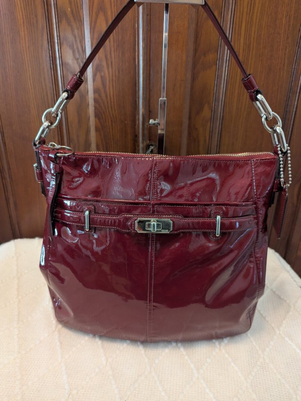 Coach Chelsea Ashlyn Burgundy/Red Patent Leather Hobo Bag